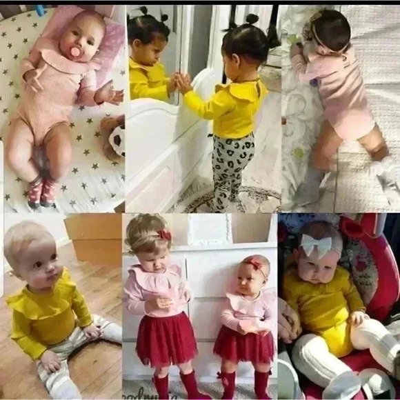 COTTON,RUFFLE COLLAR RIB BODYSUIT - Picture 6 of 7